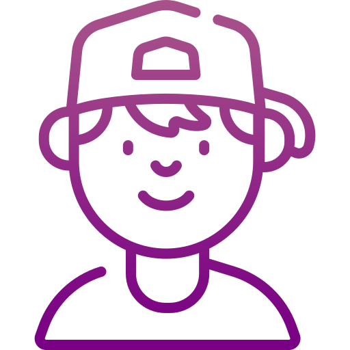 a purple line art of a boy